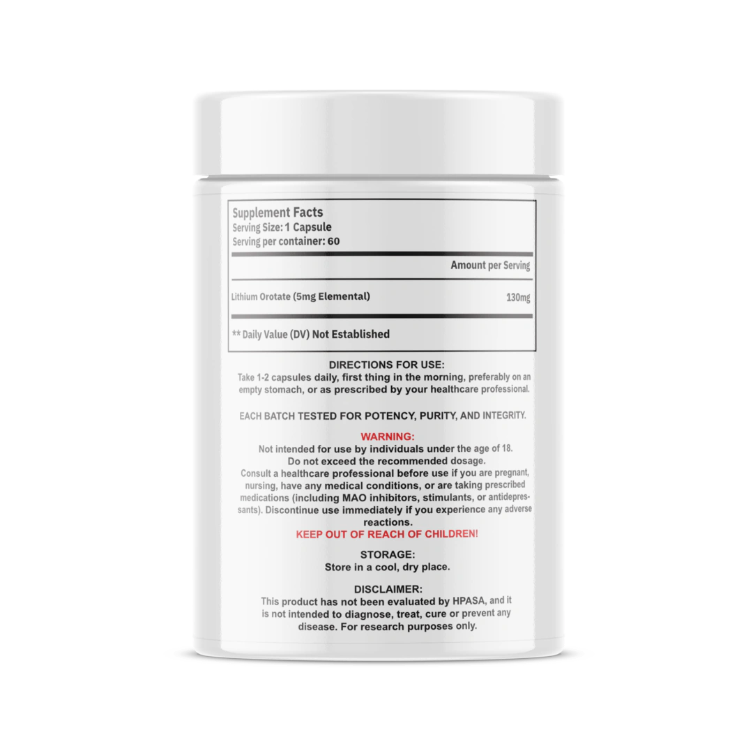 Limitless Performance Lithium Orotate Back